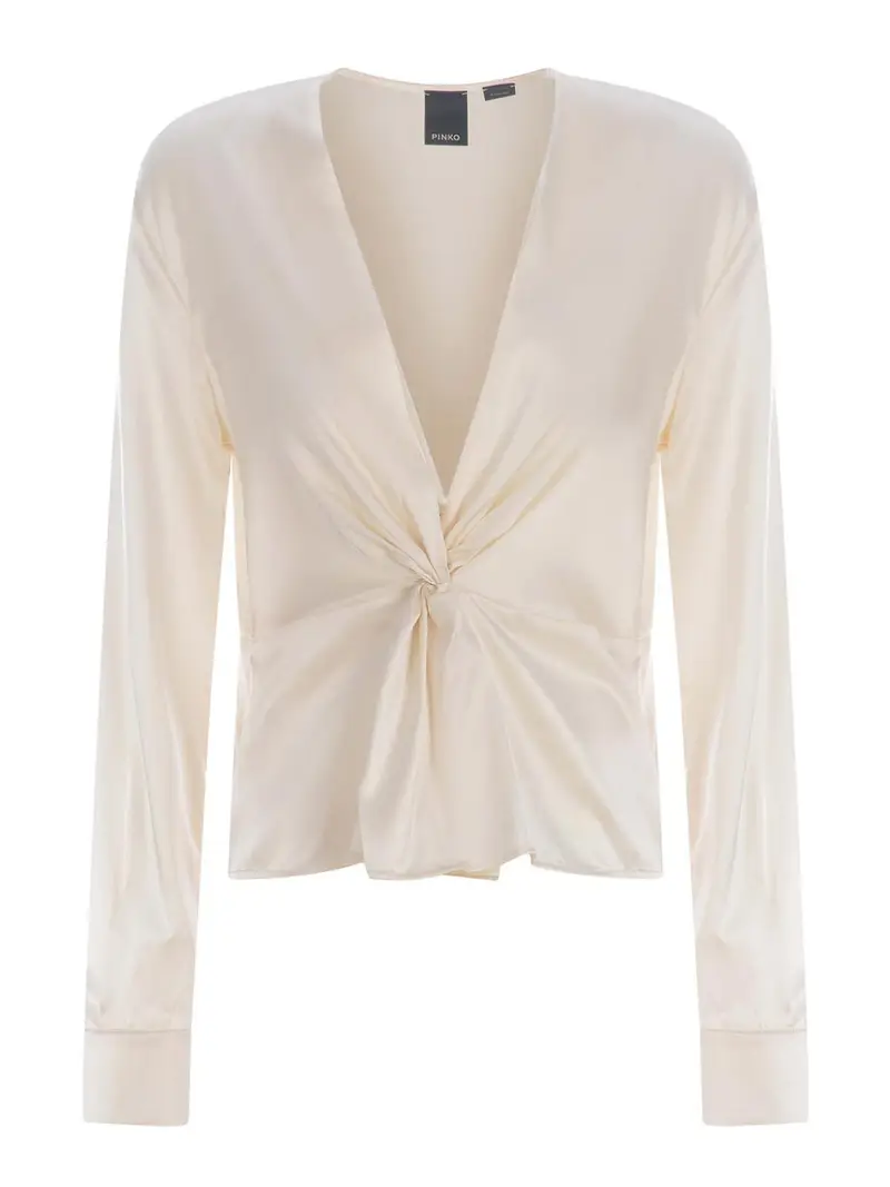 Blusa In Raso Di Seta Bianco
