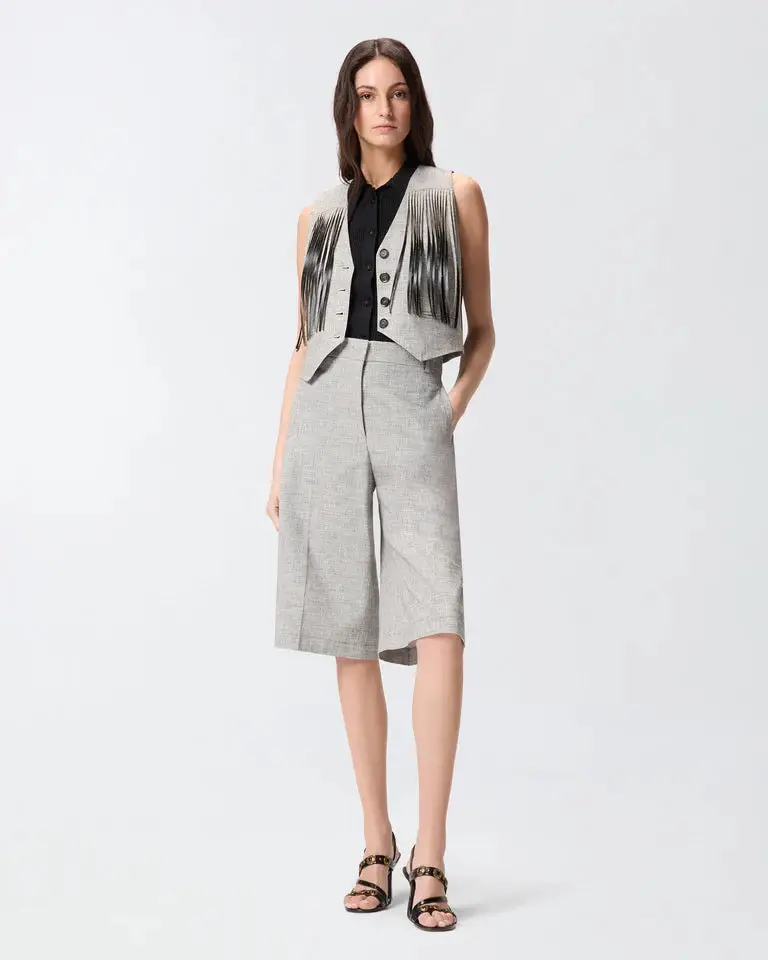 BORETTO GILET FIAMMATO LINO COTONE SS26 NERO