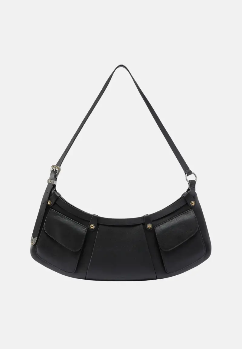 Borsa a spalla grande Pocket Body Bag nera da donna