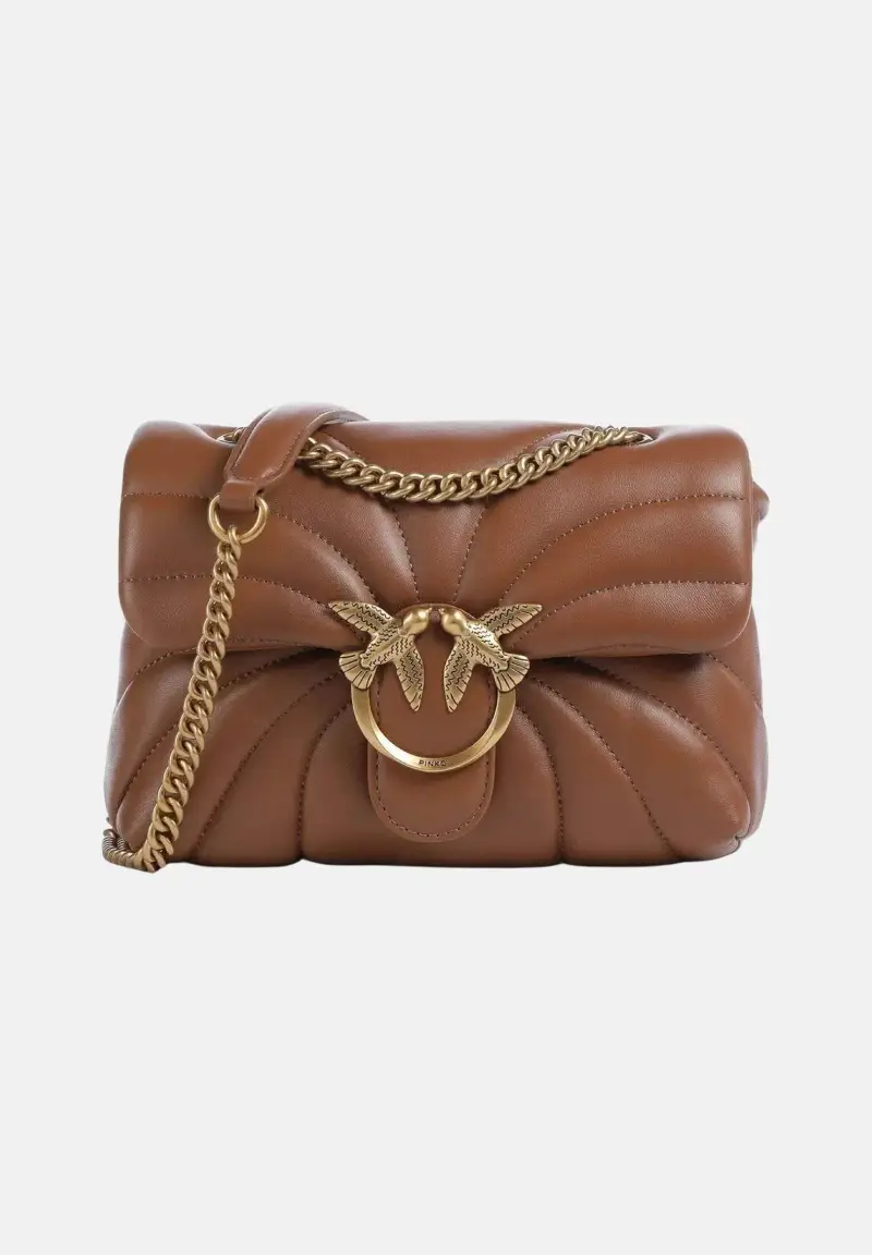 Borsa a tracolla Mini Love Bag Puff marrone da donna