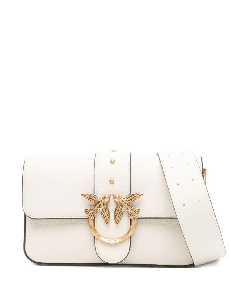 Borsa bianca con chiusura Love-Bird e borchie Bianco