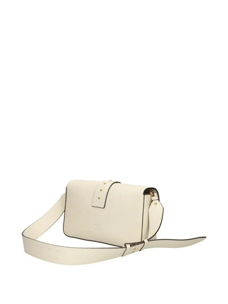 Borsa bianco oro con borchie e tracolla regolabile miniatura 2