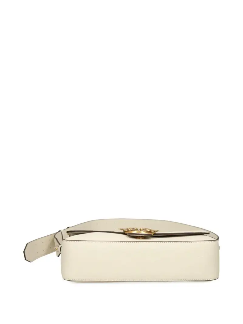 Borsa bianco oro con borchie e tracolla regolabile miniatura 3