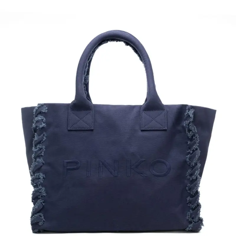 borsa da donna beach shopper in canvas con maxi logo lettering cucito sul davanti viola