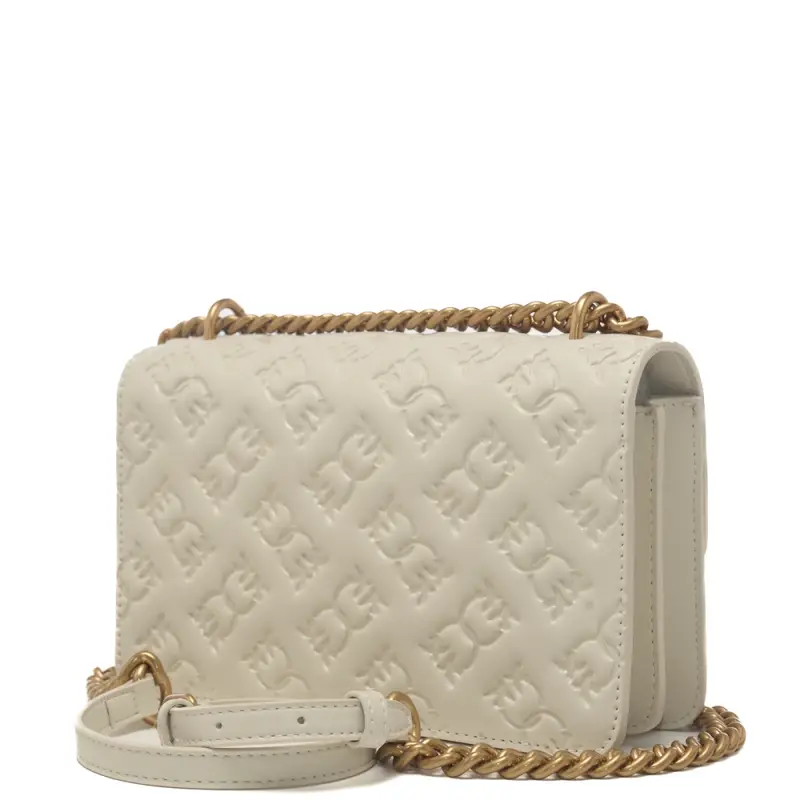 borsa da donna love one mini imprime in vera pelle con tracolla regolabile avorio oro miniatura 3