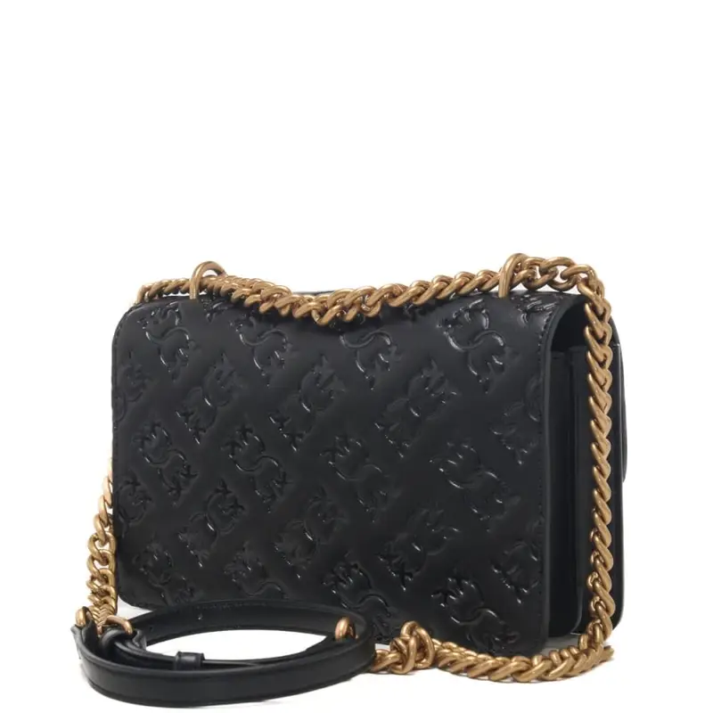 Pinko borsa da donna love one mini imprime in vera pelle nera con tracolla regolabile miniatura 3