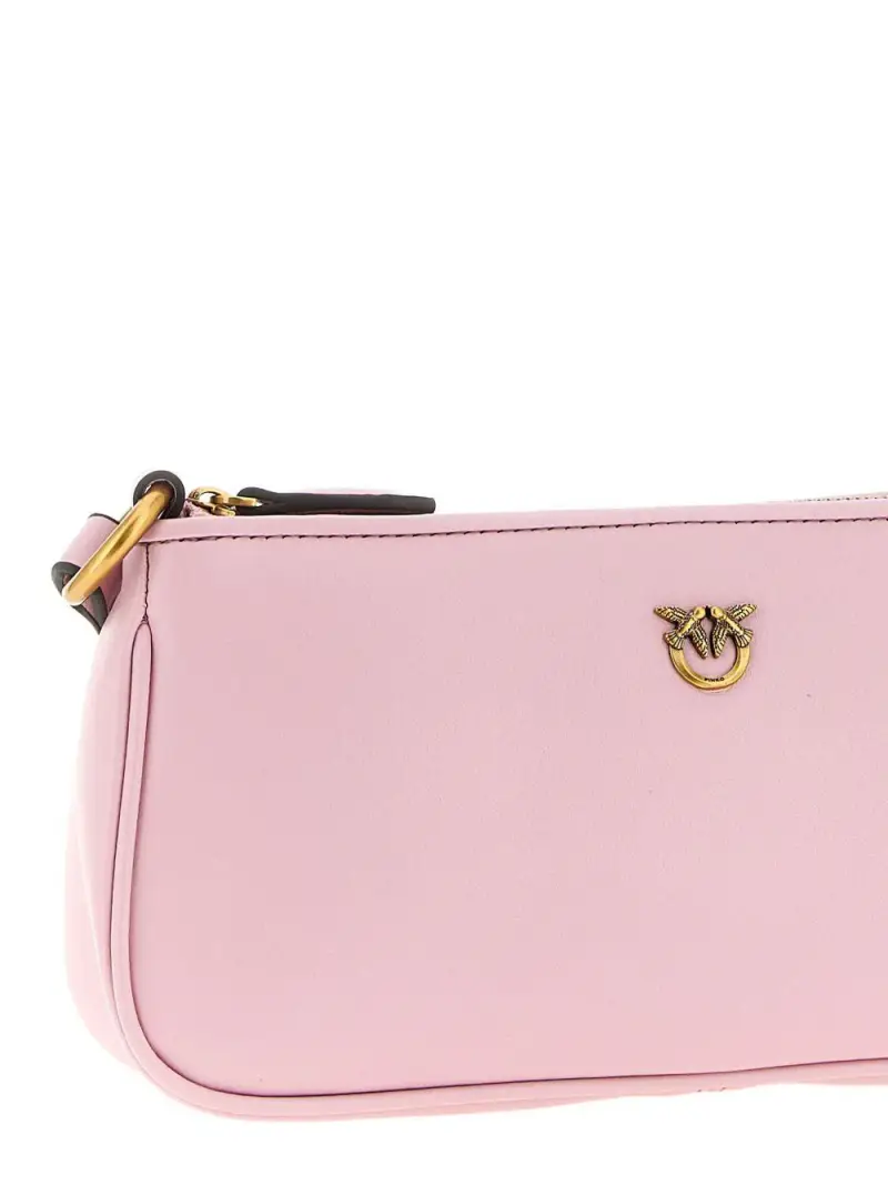 Borsa donna rosa in pelle half moon horizontal miniatura 2