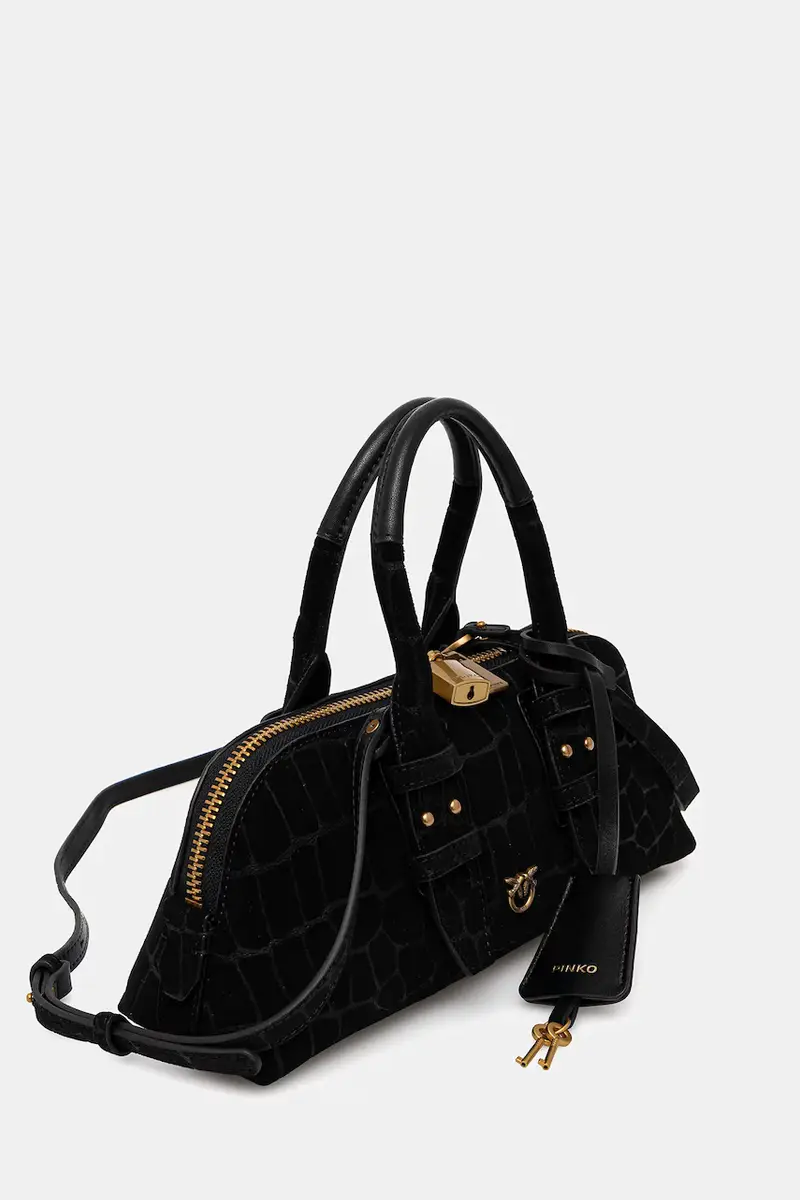 borsa in nabuk Horizontal Nero miniatura 2