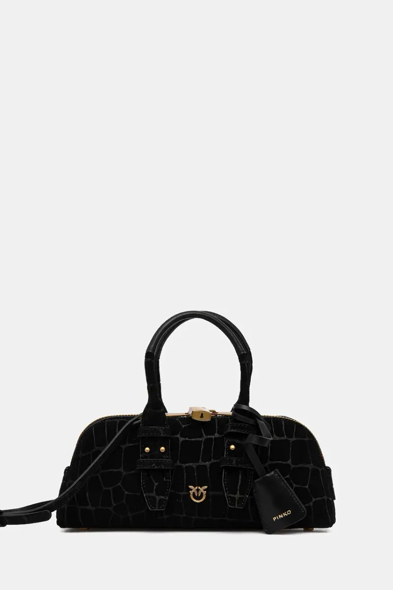 borsa in nabuk Horizontal Nero