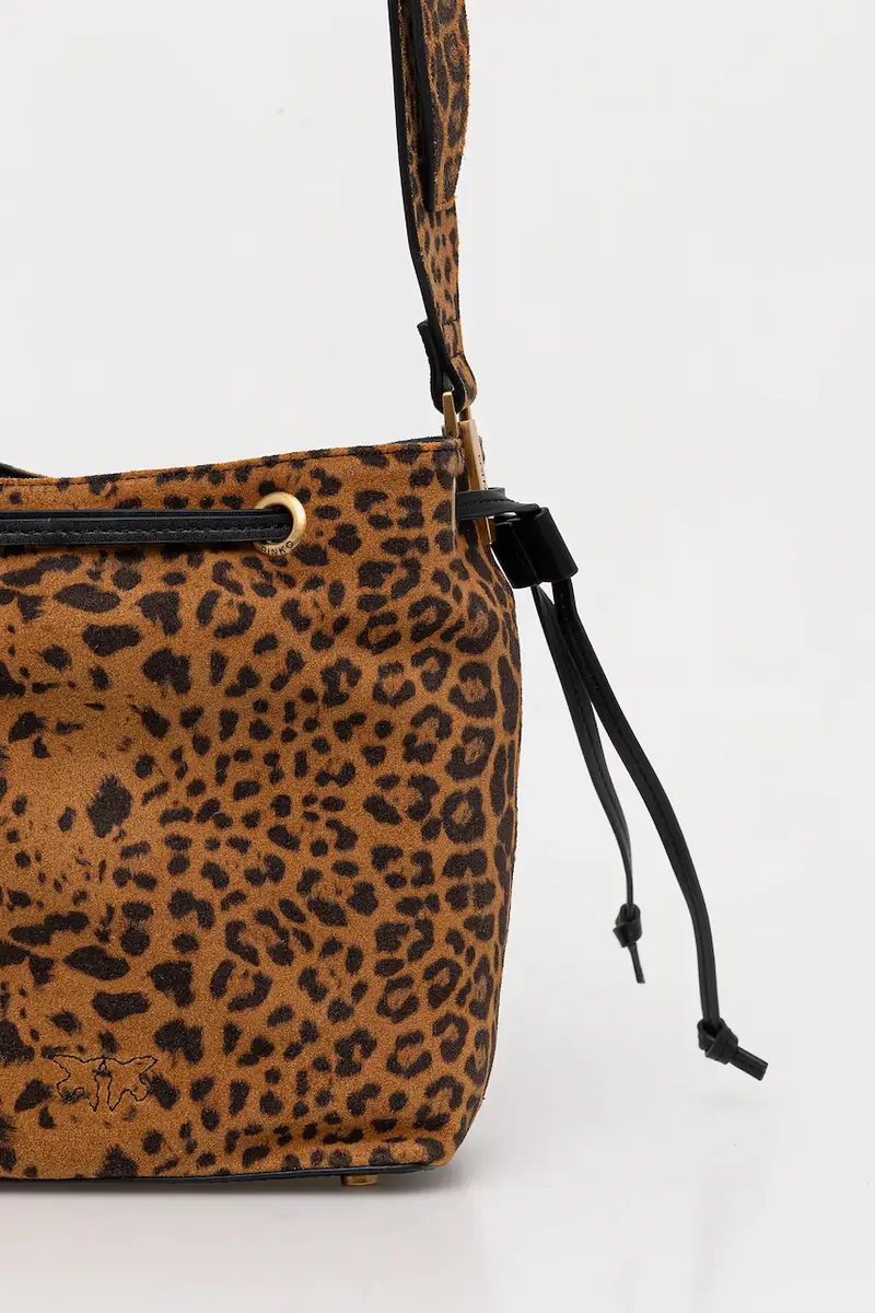 borsa in pelle scamosciata Marrone miniatura 4