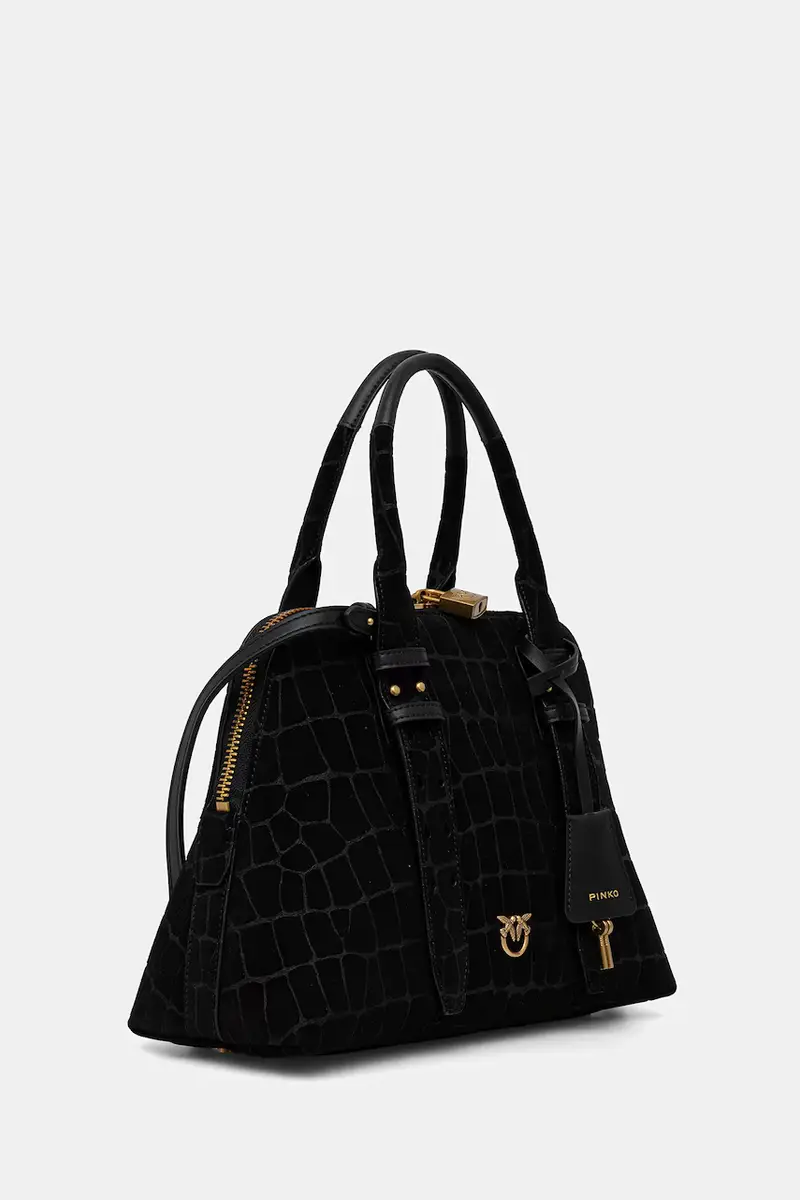 borsa in pelle scamosciata Nero miniatura 2