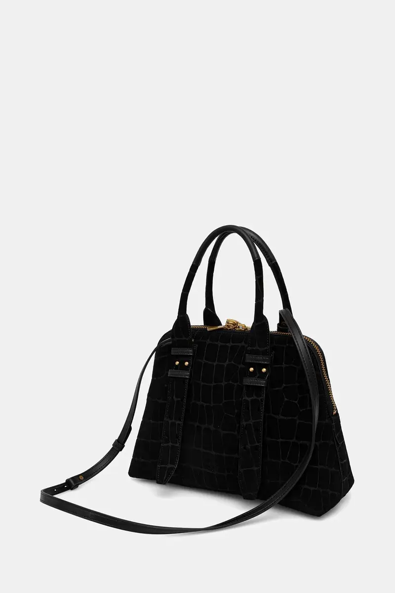 borsa in pelle scamosciata Nero miniatura 3