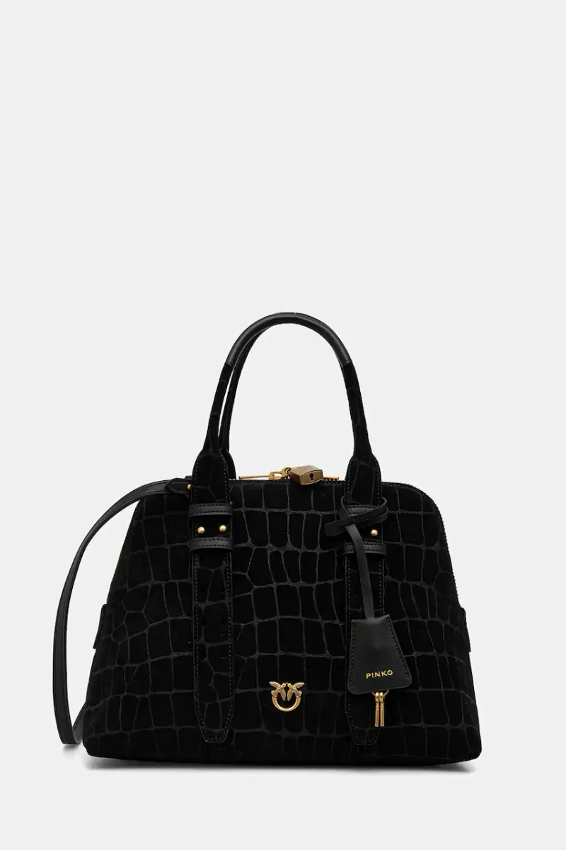 borsa in pelle scamosciata Nero