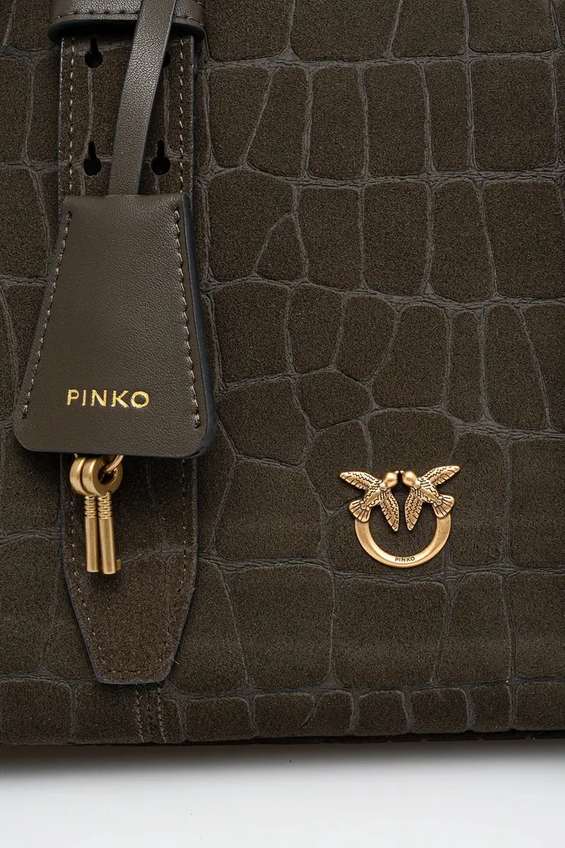 borsa in pelle scamosciata Verde miniatura 4