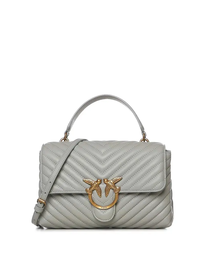 Borsa media in nappa Love Bag Puff Chevron Grigio