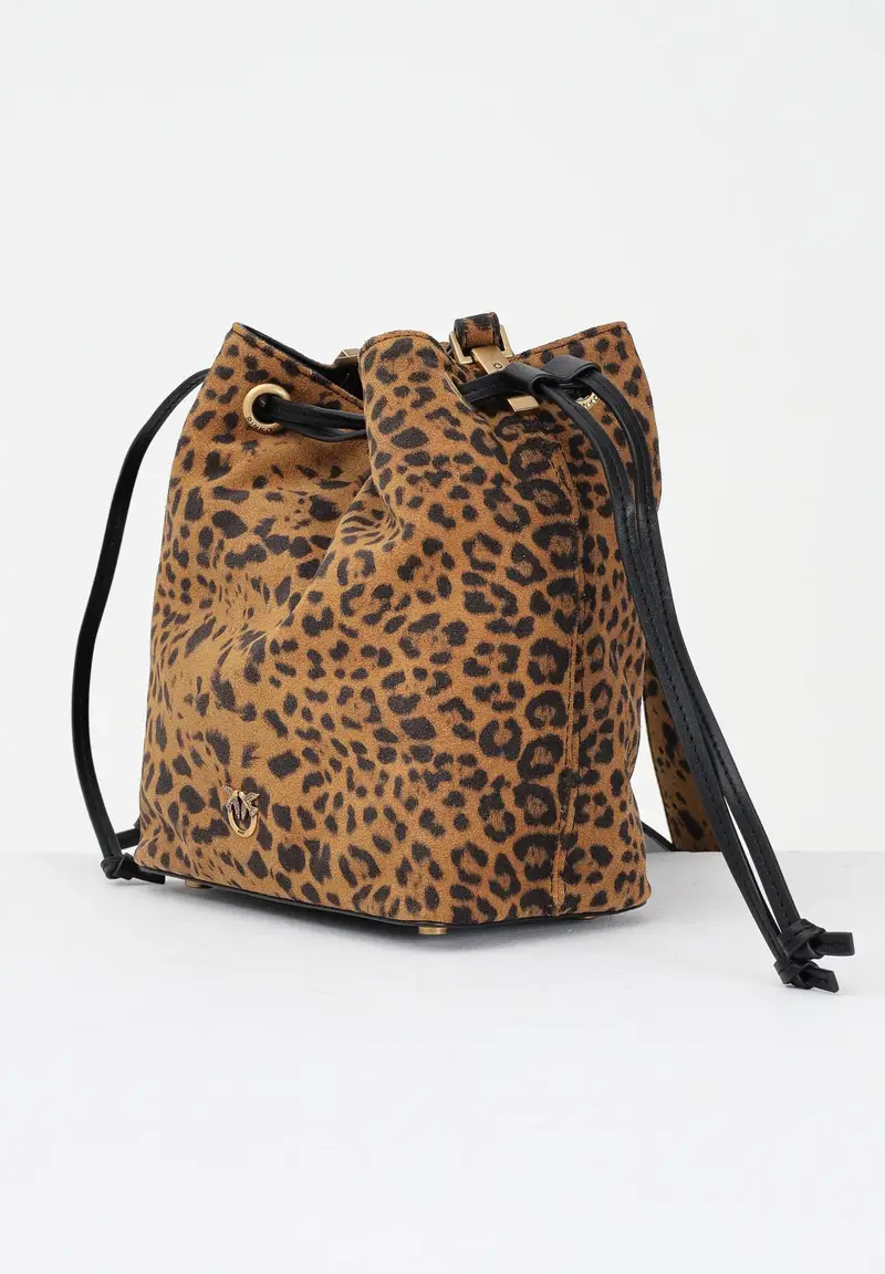 Borsa mini cammello da donna in Suede Leopardato miniatura 2