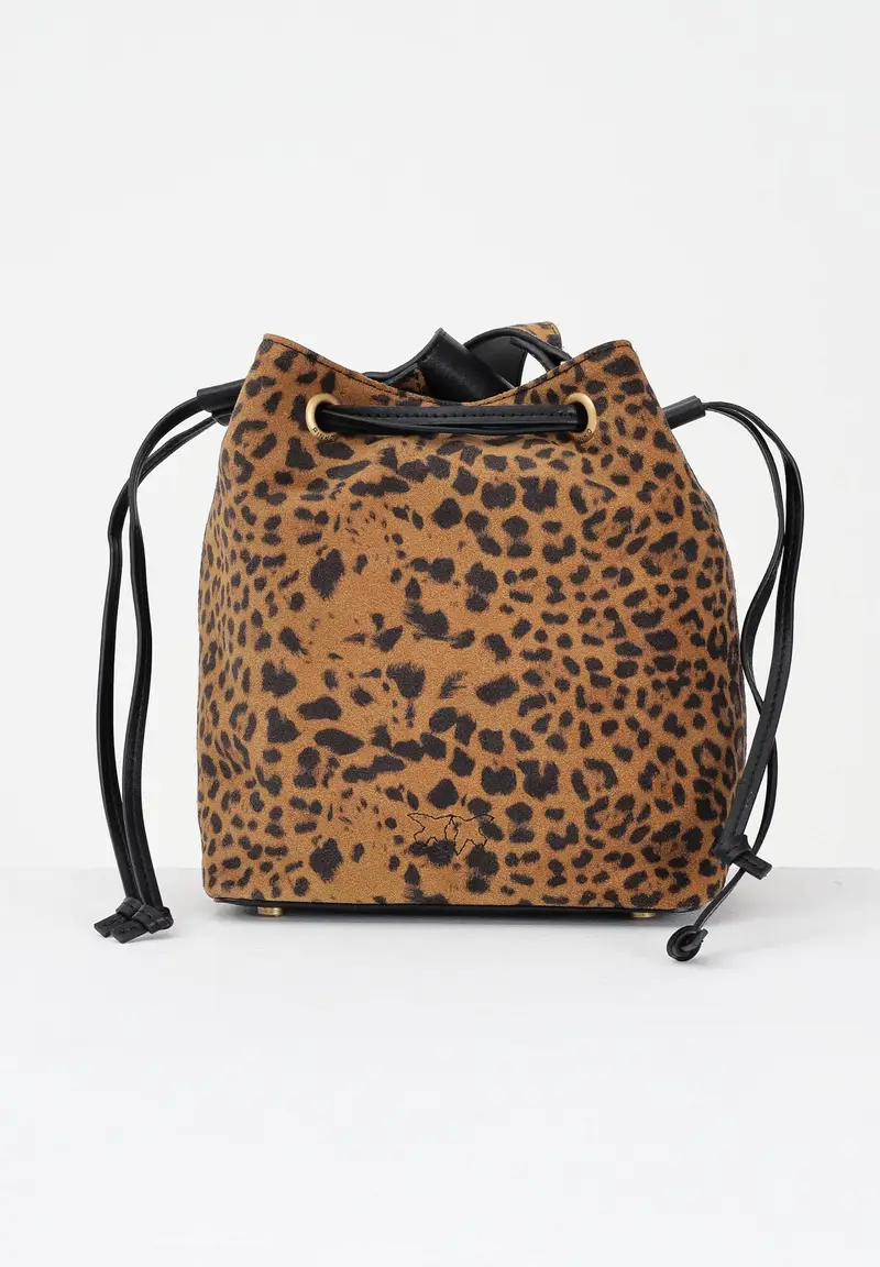Borsa mini cammello da donna in Suede Leopardato miniatura 3