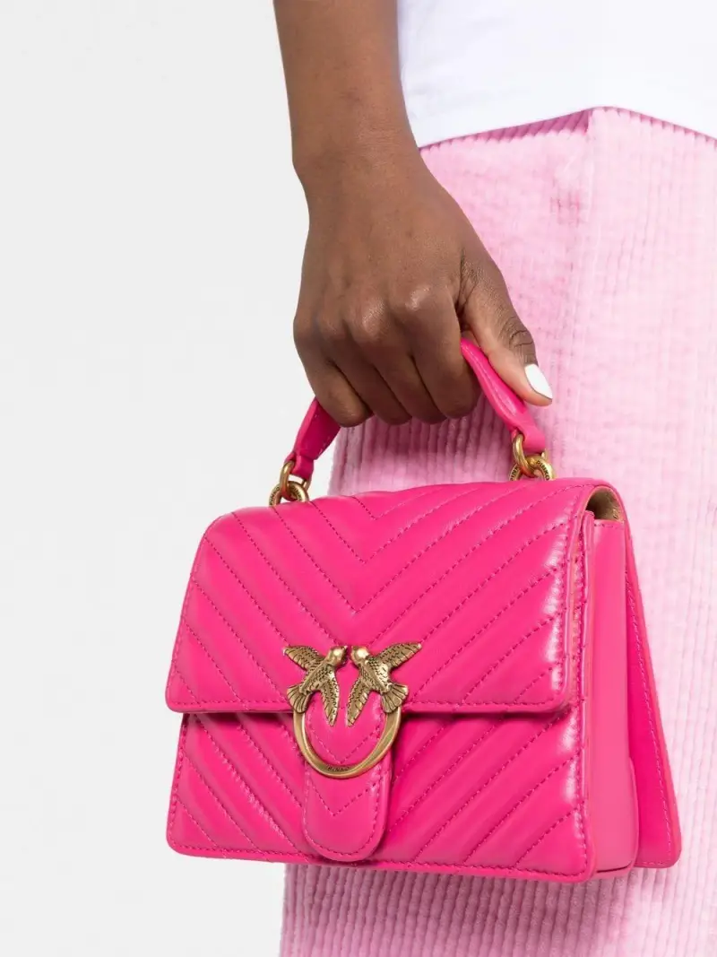 Borsa Mini Trapuntata con Fibbia Love Birds Fuxia miniatura 2