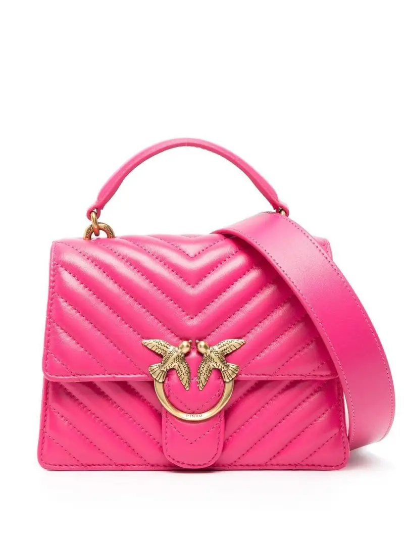 Borsa Mini Trapuntata con Fibbia Love Birds Fuxia