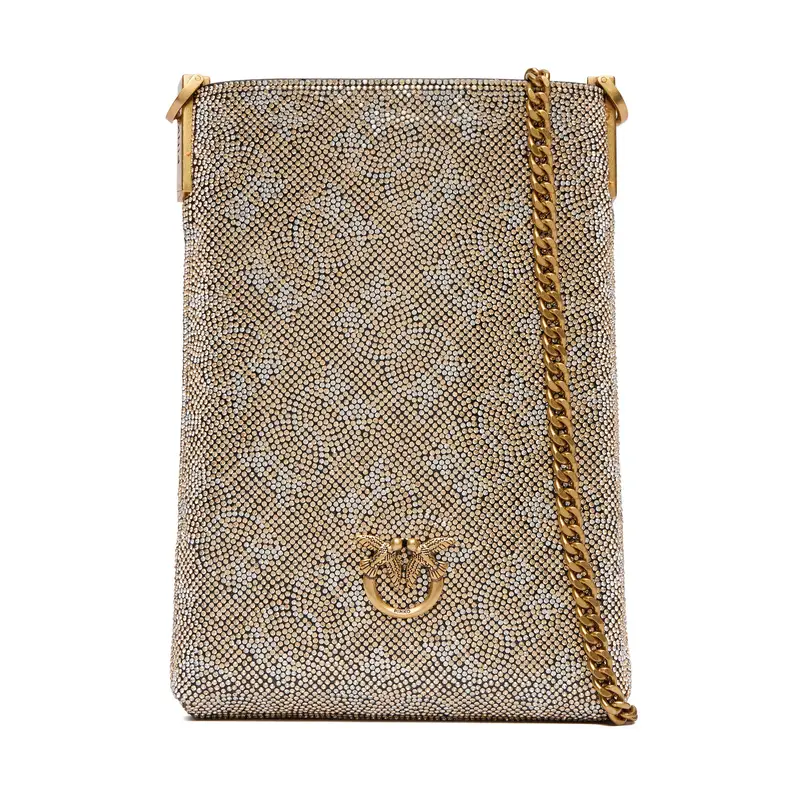 Borsa porta telefono PINKO Phone Case Monogram Full Strass AI 25-26 PCPL 105358 A20D Oro