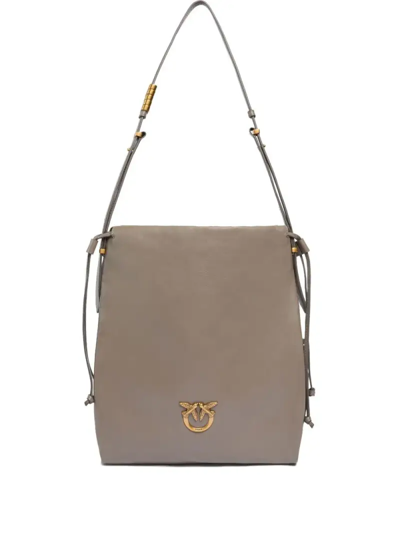 Borsa tote in pelle con fibbia Love Birds Grigio