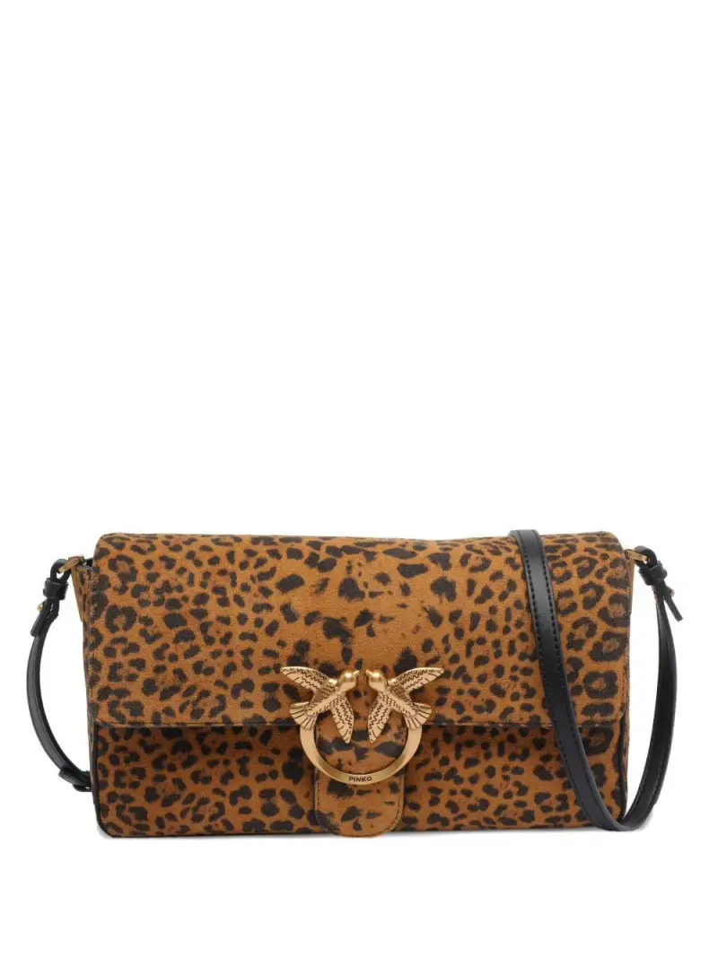 Borsa tote leopardata in pelle marrone