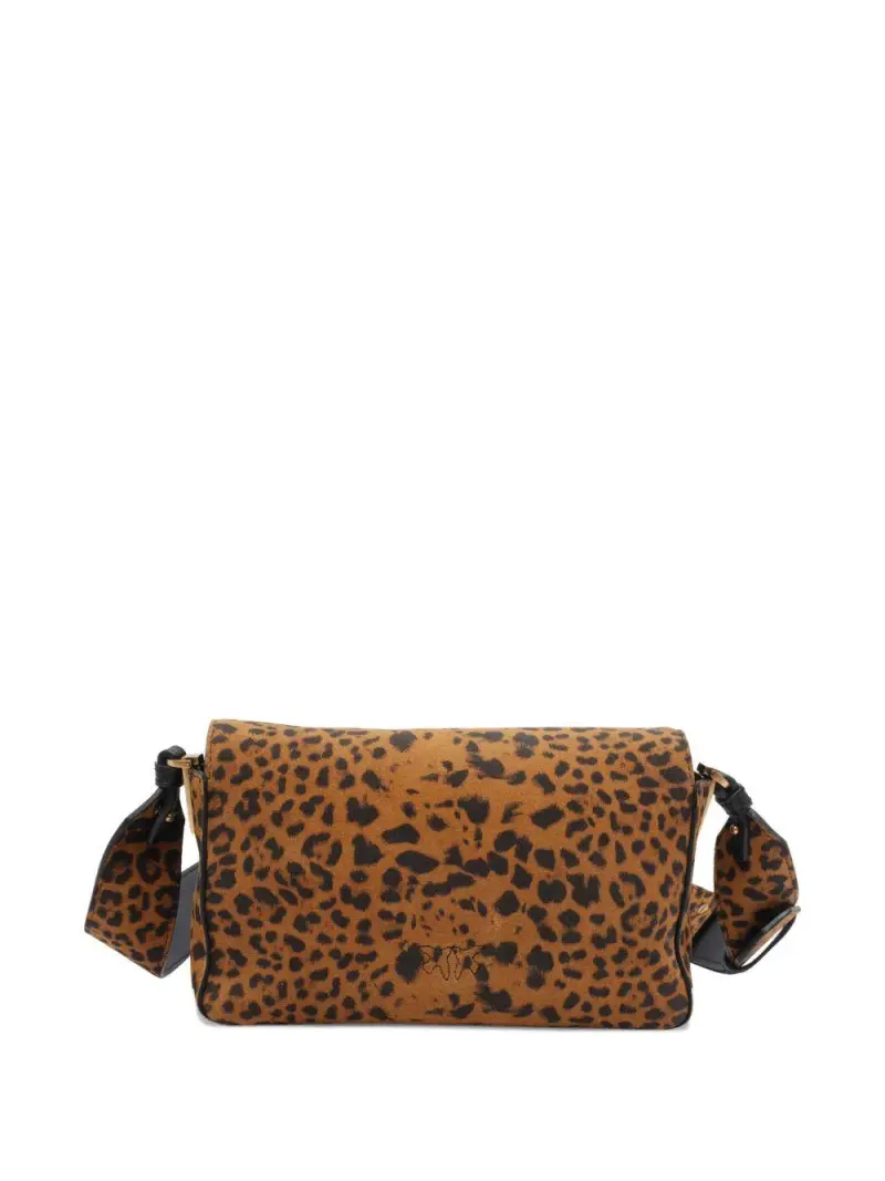 Borsa tote marrone con stampa animalier miniatura 2