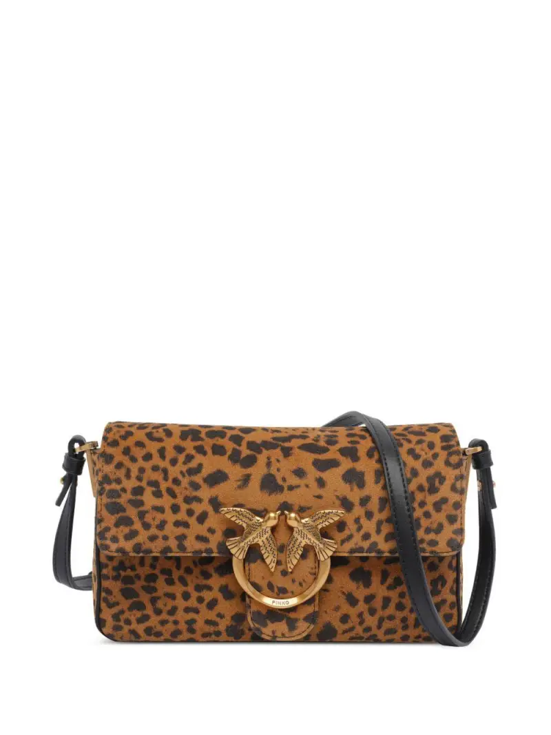 Borsa tote marrone con stampa animalier miniatura 3