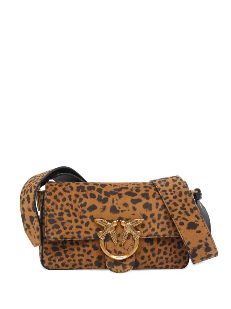 Borsa tote marrone con stampa animalier