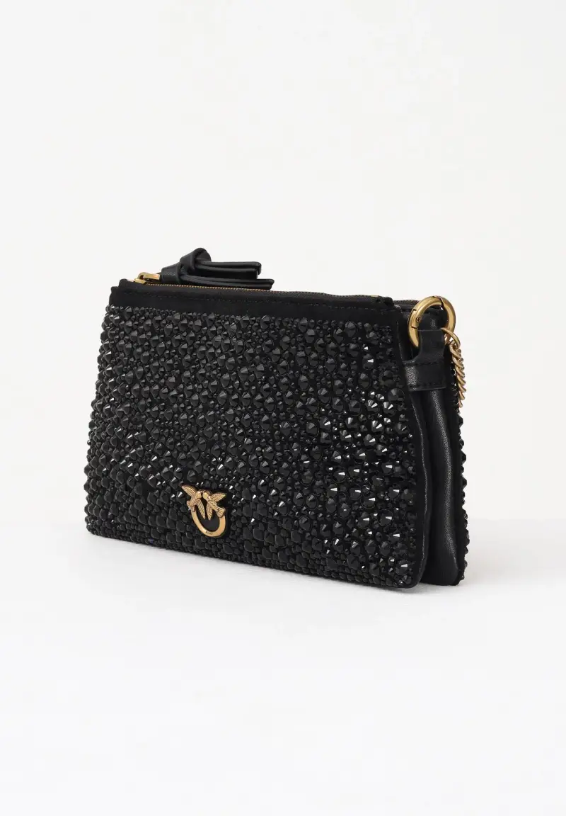 Borsetta Mini Double full strass nera da donna miniatura 2