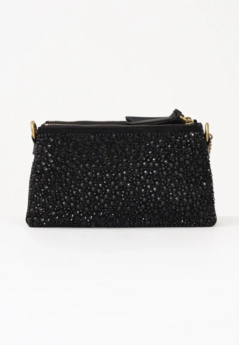 Borsetta Mini Double full strass nera da donna miniatura 3