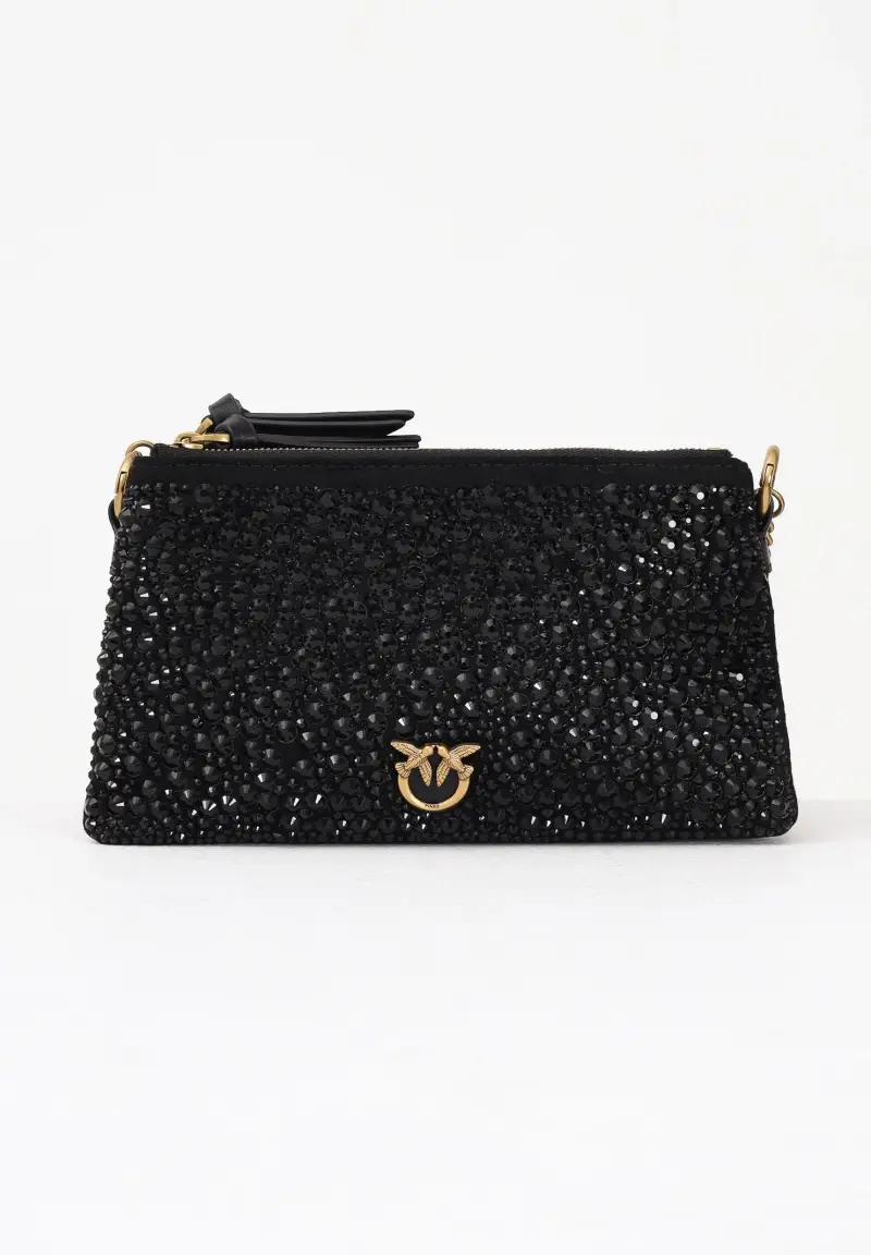 Borsetta Mini Double full strass nera da donna