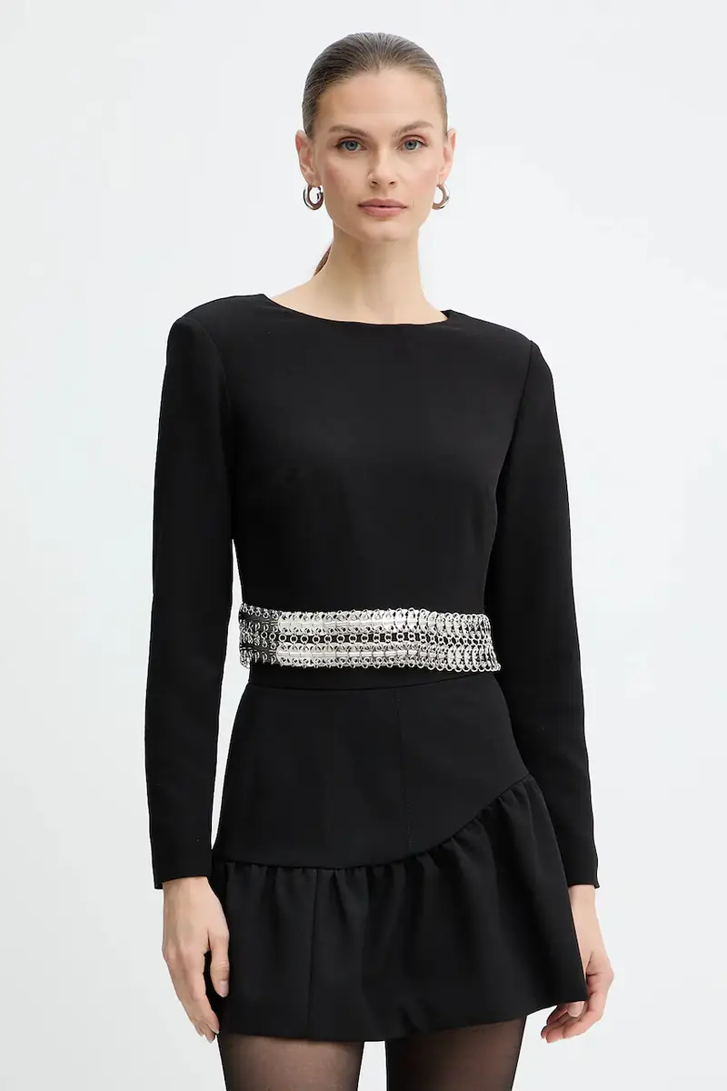 camicetta donna colore nero con applicazione 105955 A2YH