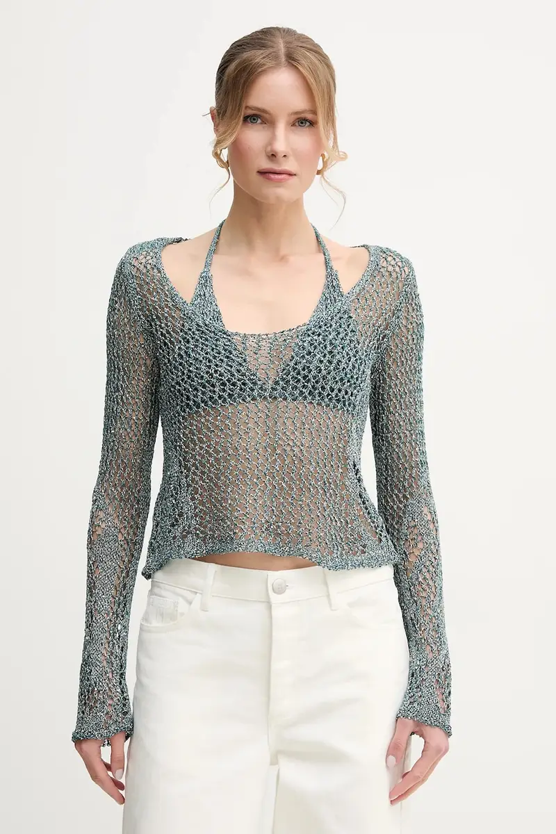 camicetta donna colore verde con applicazione 104749 A2FB Turchese