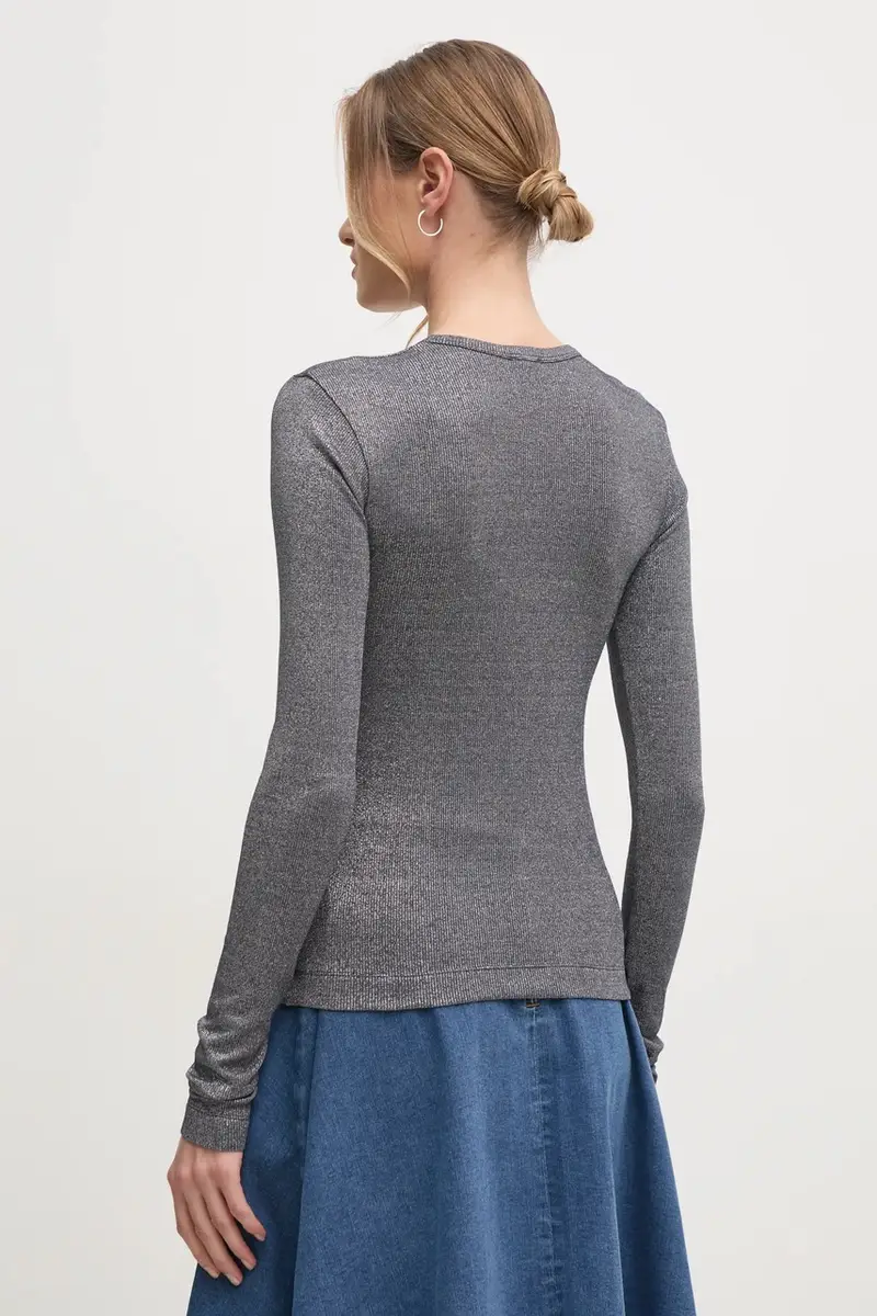 camicia a maniche lunghe donna colore argento 104650 A2CQ miniatura 3