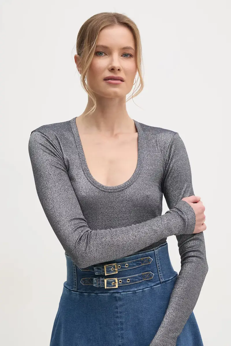 camicia a maniche lunghe donna colore argento 104650 A2CQ