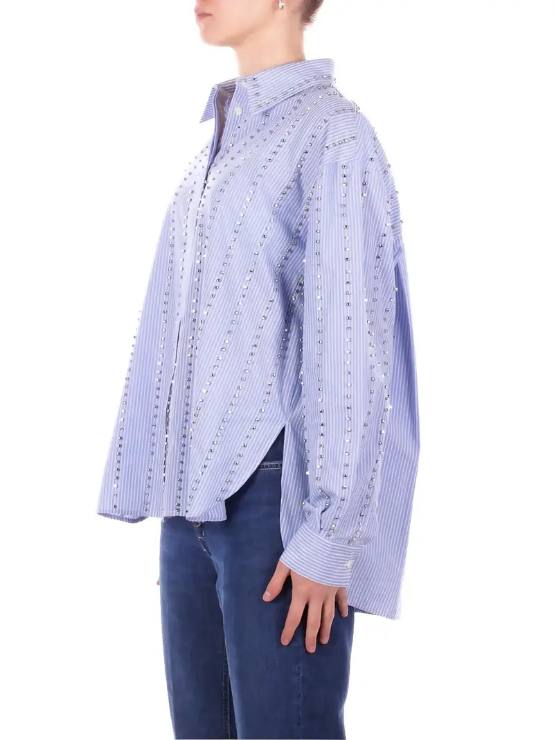 Camicia Donna PINKO Bianco azzurro Carley camicia bastonetto miniatura 2