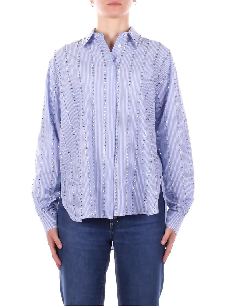 Camicia Donna PINKO Bianco azzurro Carley camicia bastonetto