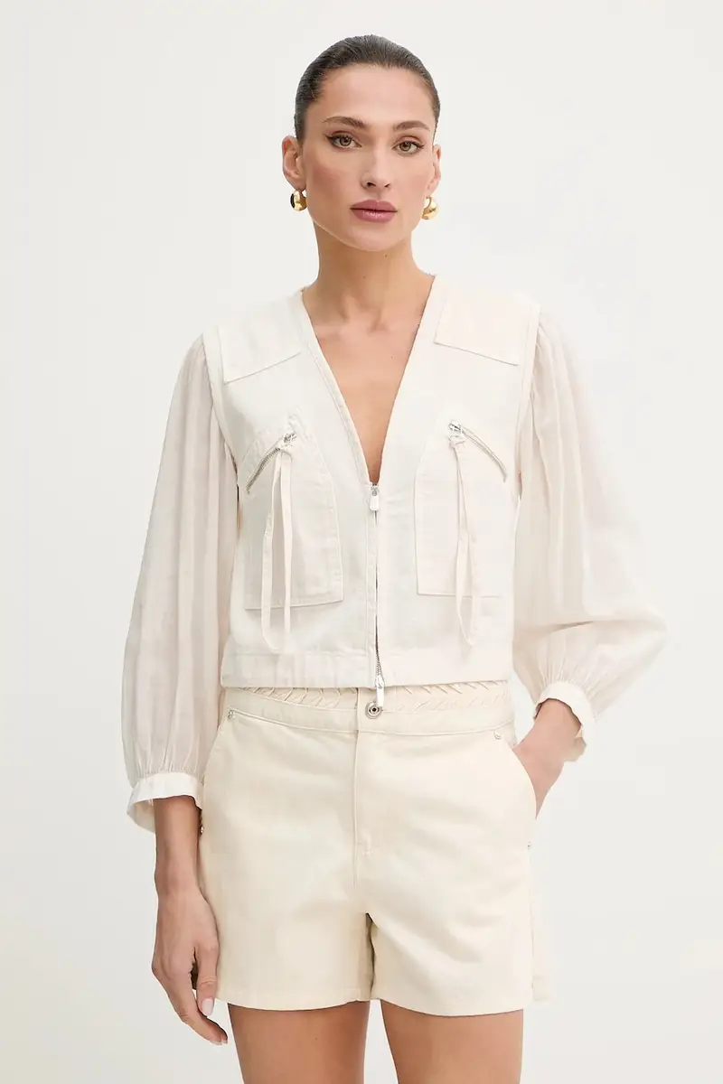 camicia in cotone donna colore beige 105253 A2MI