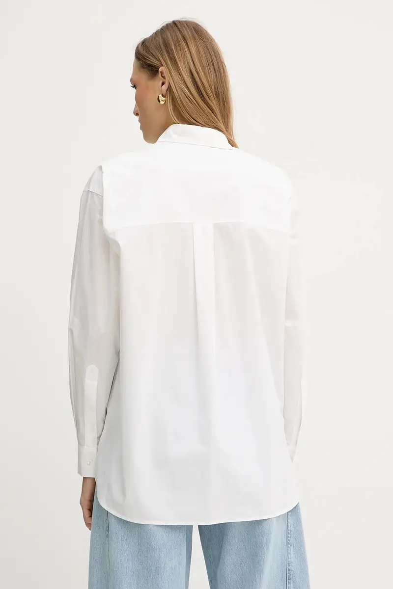 camicia in cotone donna colore bianco 102476 A2CR miniatura 3