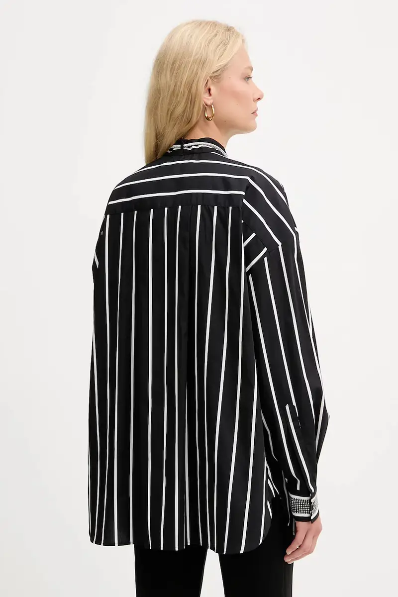 camicia in cotone donna colore nero 105606 A2TB miniatura 3