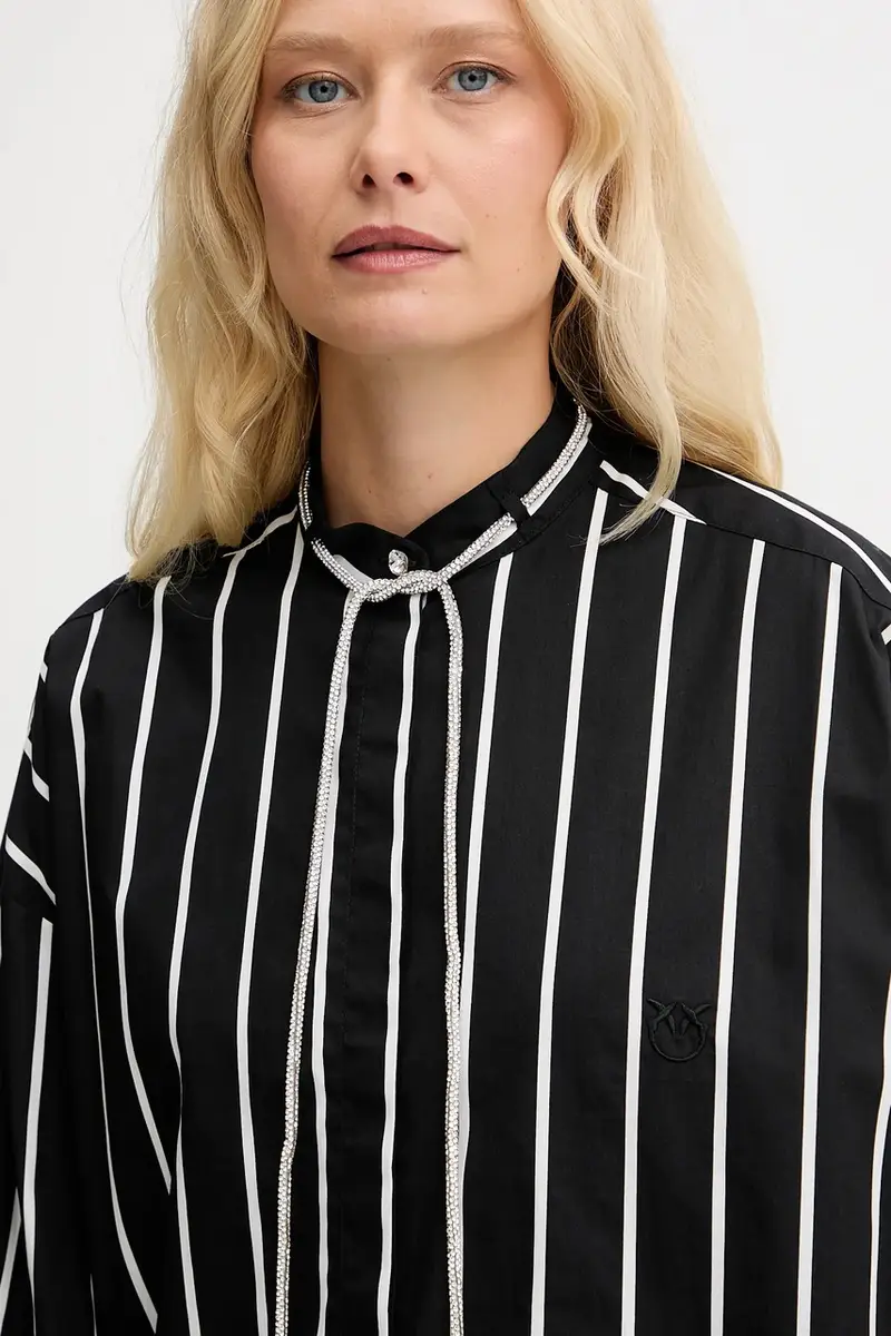 camicia in cotone donna colore nero 105606 A2TB miniatura 4