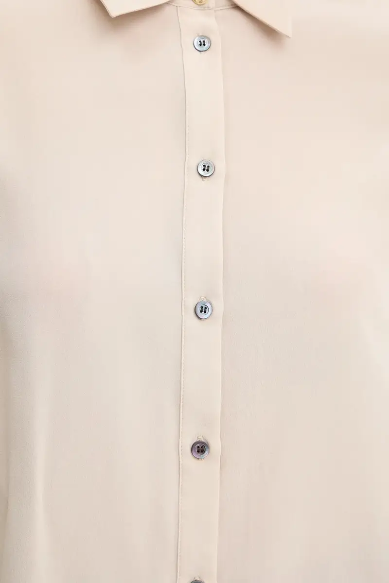 camicia in seta donna colore beige 105593 A2T7 miniatura 5