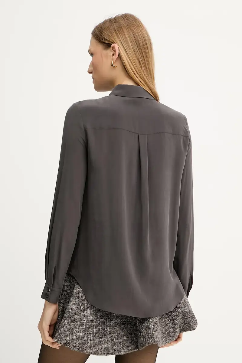 camicia in seta donna colore marrone 105593 A2T7 miniatura 3