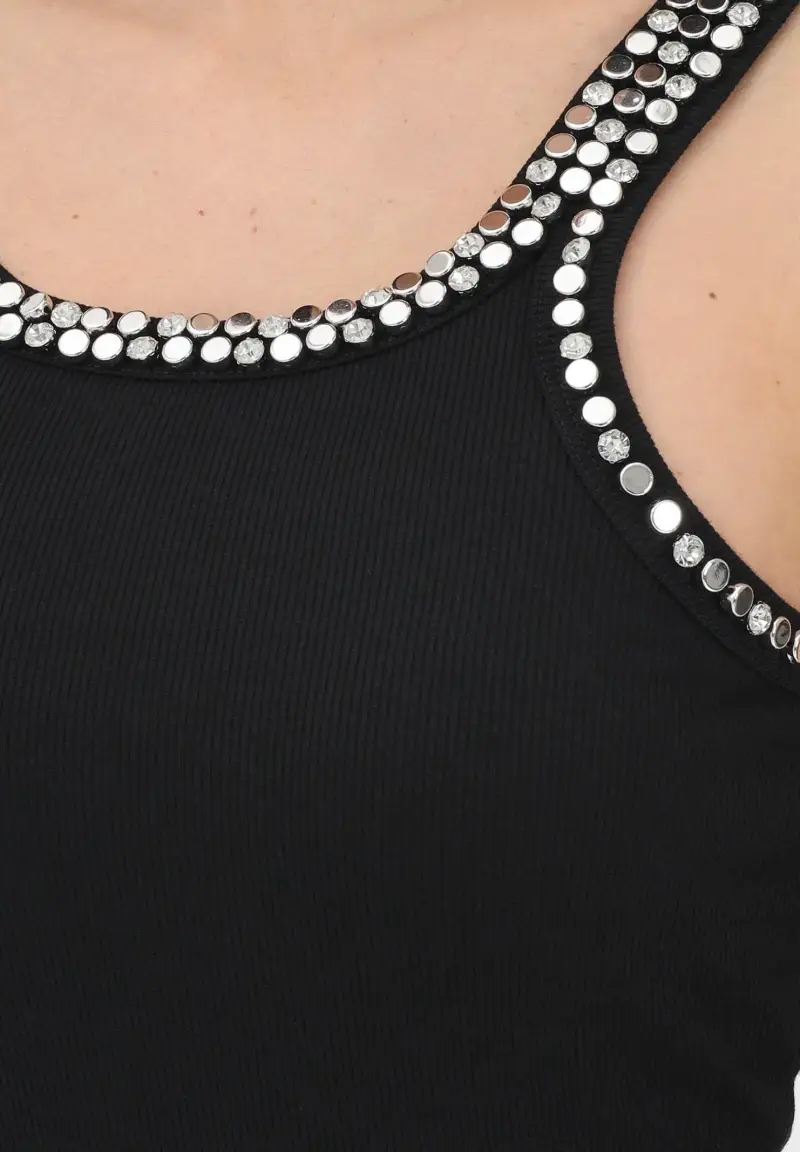 Canotta CORIANDOLI nera da donna miniatura 3