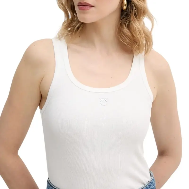 canottiera da donna con mini logo ton sur ton sul davanti bianca miniatura 2