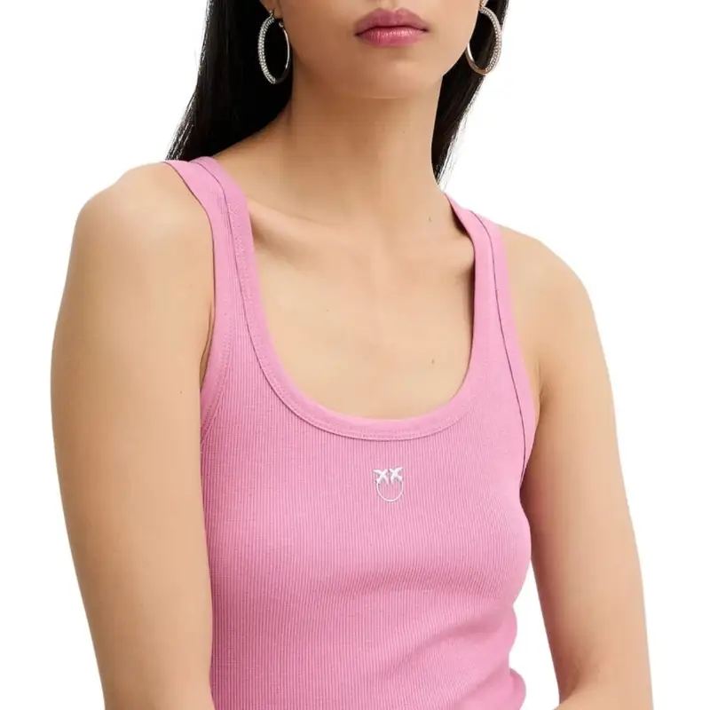 canottiera da donna con mini logo ton sur ton sul davanti rosa miniatura 2