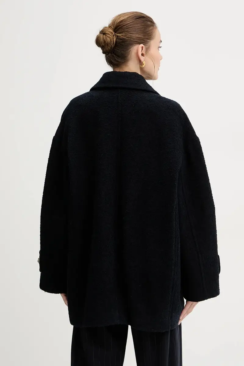 cappotto con aggiunta di lana colore blu navy 105559 A2SH miniatura 3