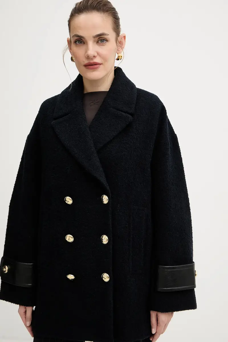 cappotto con aggiunta di lana colore blu navy 105559 A2SH miniatura 4