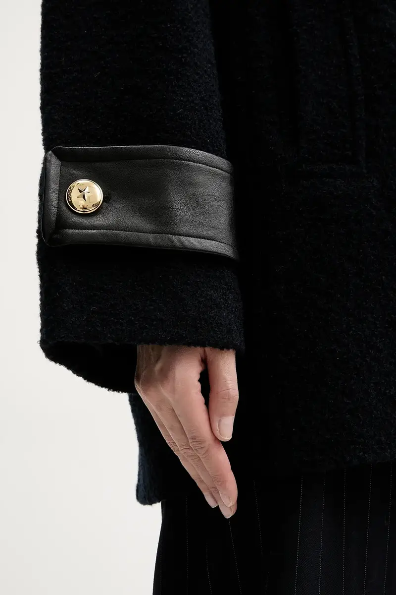 cappotto con aggiunta di lana colore blu navy 105559 A2SH miniatura 5